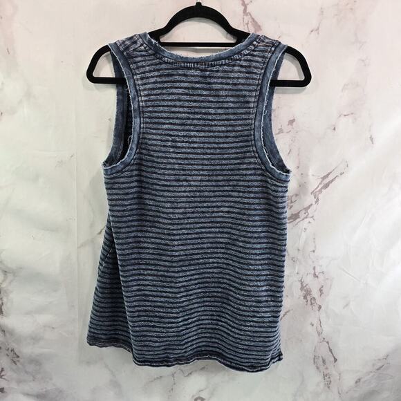 Anthropologie Top Womens Large Blue Tank Striped Pilcro Tie Dye Scoop Neck Boxy - Picture 5 of 10